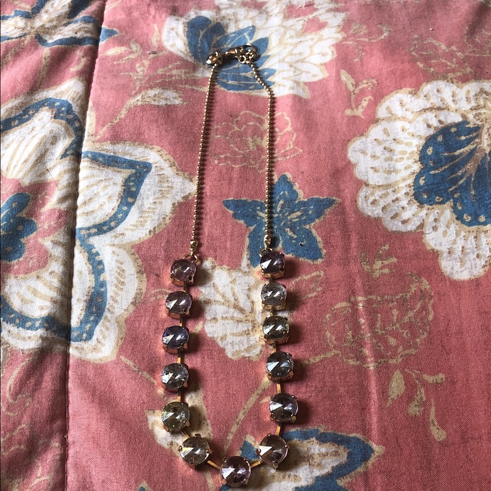 Gold-Tone Necklace with Pink and Champagne Faceted Gems